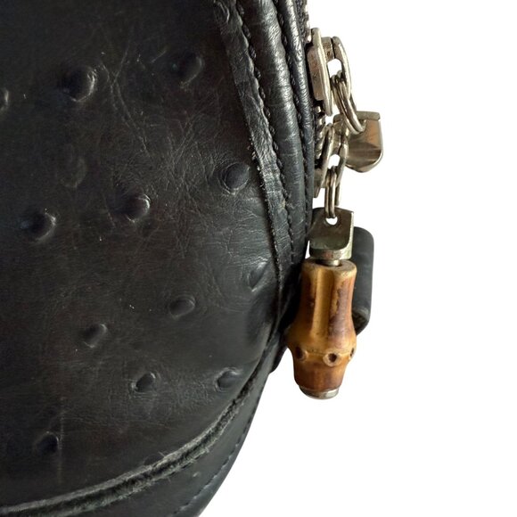 Dooney & Bourke Black Bayou Embossed Leather Dome Satchel Bag Bamboo Handle - Picture 9 of 15